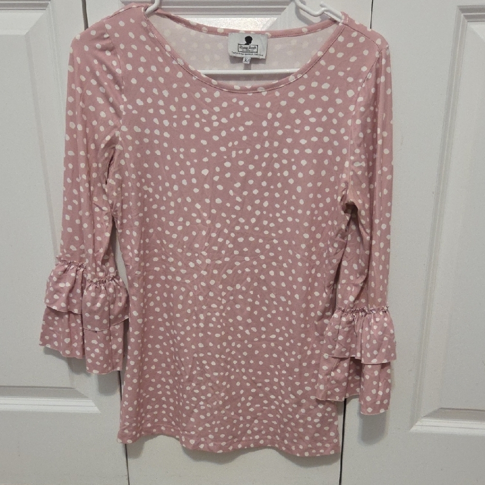 Pink and White Polka Dot Blouse